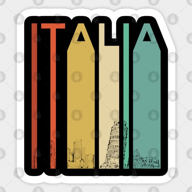 Italia Rome Italy Retro Vintage Italian Architecture Milan Skyline Wine Building Men Women Sticker by Shirtsurf